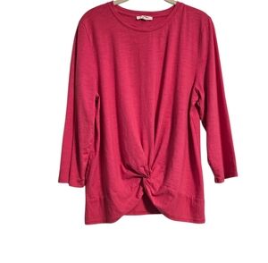 Tby Talbots Fushia Pink 3/4 Sleeve Knot Front Top